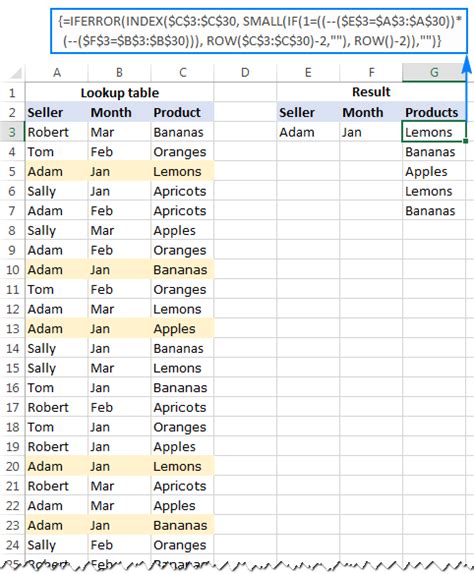 vlookup with multiple matches